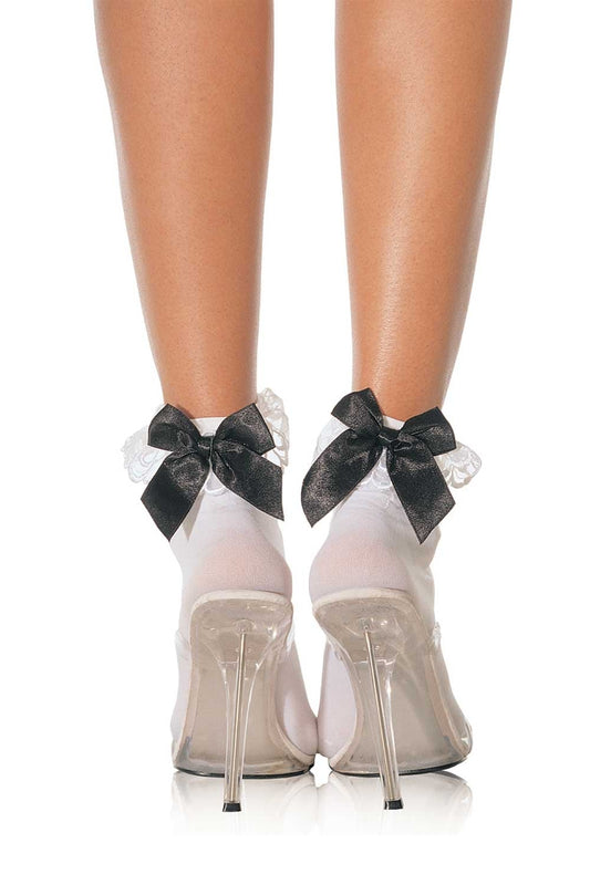 Bow And Lace Ruffle Ankle Socks 3029