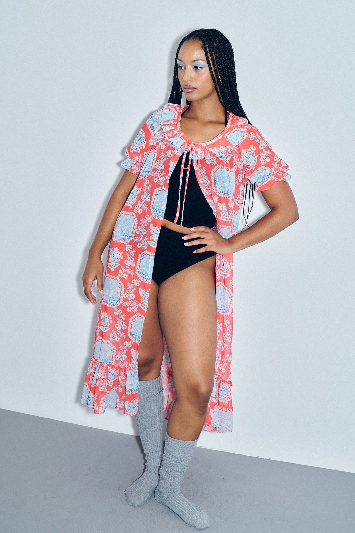 1 left - Chiffon Ruffle Duster French Sex