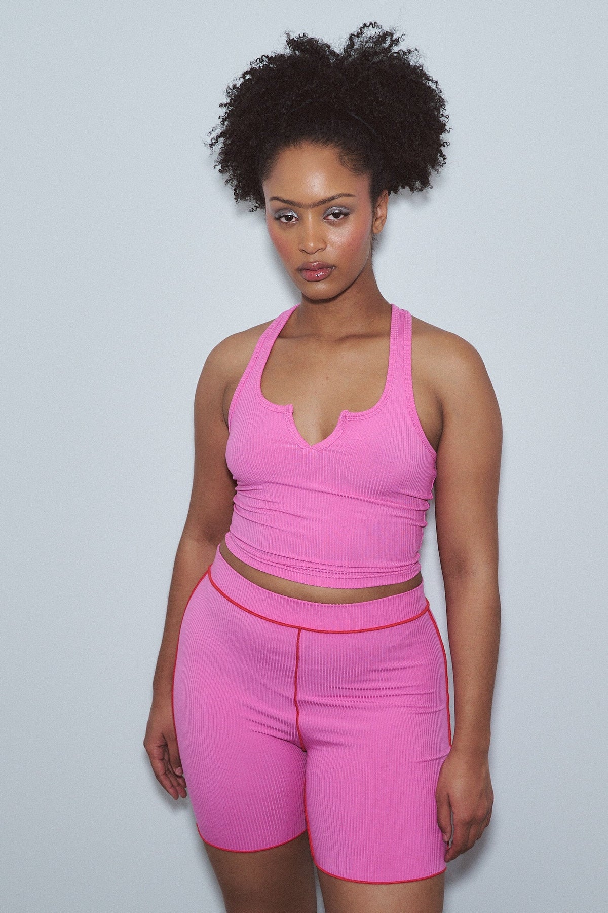 Split Racerback Tencel Rib Tank Pink