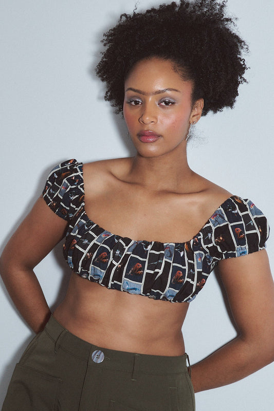 Soft Linen Gathered Bra Top Cuter Fish