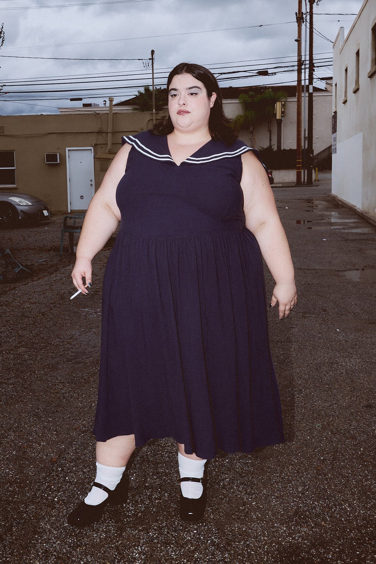 Maxi Sailor Dress Soft Linen Navy