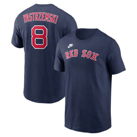 Men's Boston Red Sox Carl Yastrzemski Nike Navy Cooperstown Collection Name & Number T-Shirt