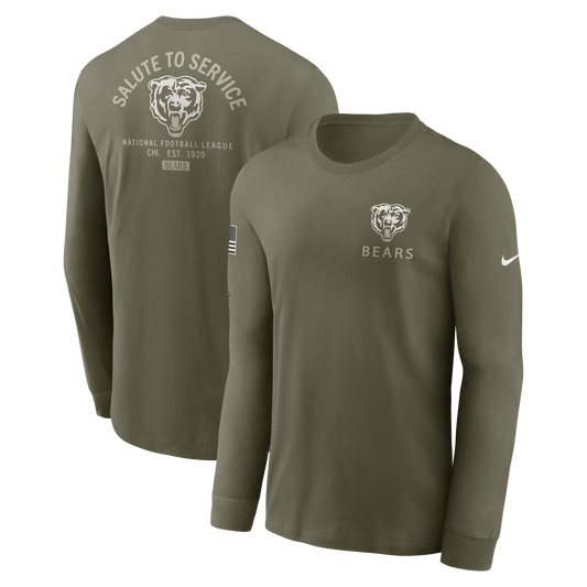 Men's Nike Chicago Bears 2025 Salute To Service Olive Green Long Sleeve T-Shirt