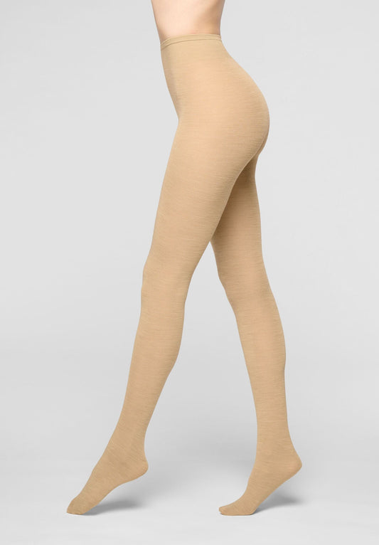 Superwash Wool Opaque Tights Nives - Beige