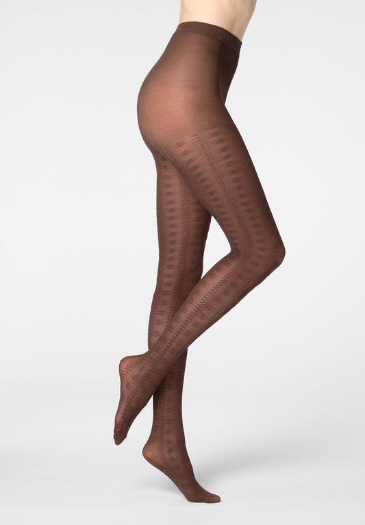 Soft Lyocell Tights Texture Grace - Chocolate 3