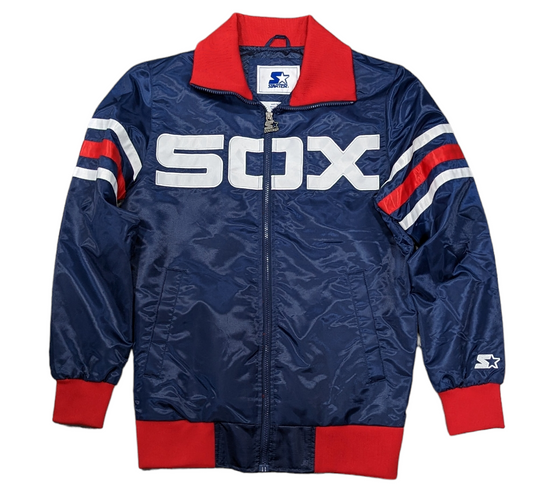 Men's Chicago White Sox The Captain II Cooperstown Collection Navy Starter Varsity Jacket