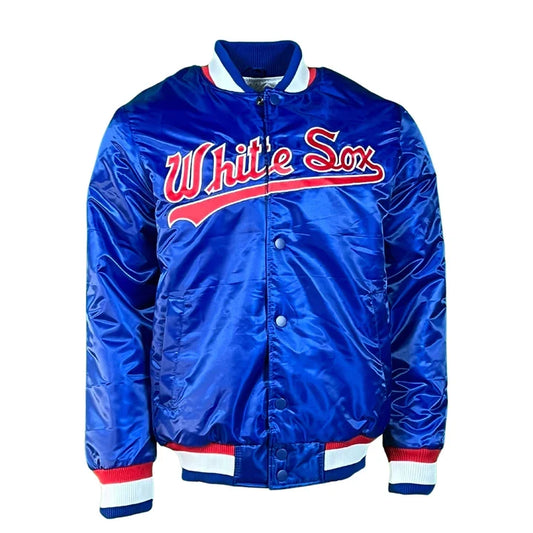Men's Chicago White Sox Cooperstown Collection 1987 Retro Script Starter Satin Jacket-Blue