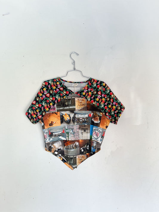 #34: L Scrap Raglan Tee - Nyc Trash / Vegetable Medley
