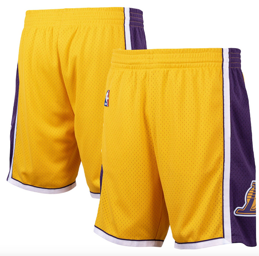 Los Angeles Lakers Mitchell and Ness Hardwood Classics 2009-2010 Road Swingman Shorts - Mens