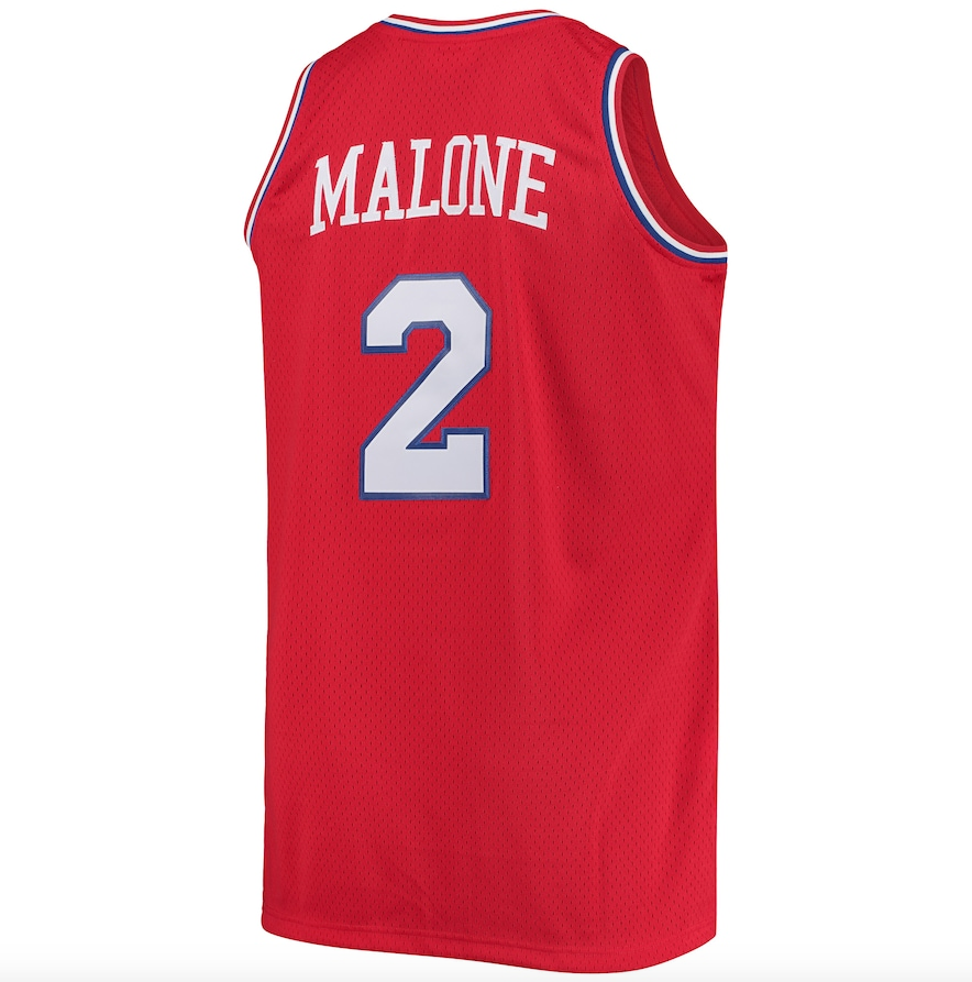 Mens Philadelphia 76ers Moses Malone Mitchell & Ness Red 1982-83 Hardwood Classics Swingman Jersey