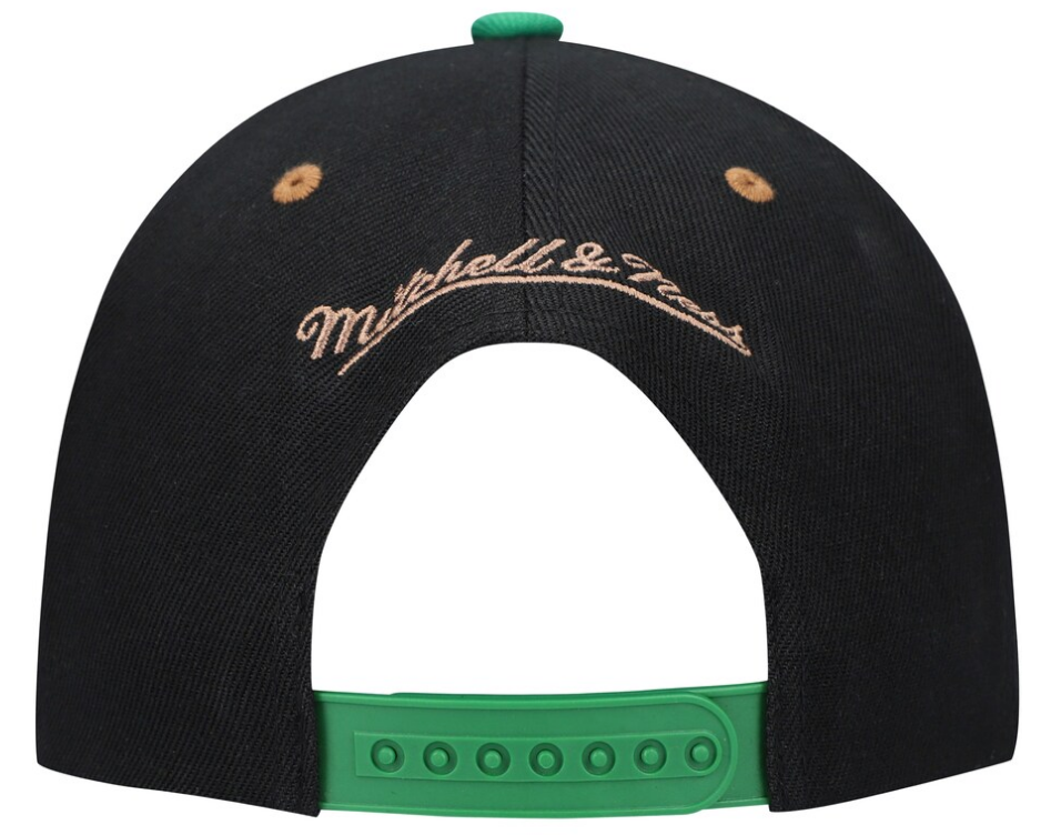 Boston Celtics Mitchell & Ness Hardwood Classics Reload 2.0 Snapback Hat - Black/Kelly Green