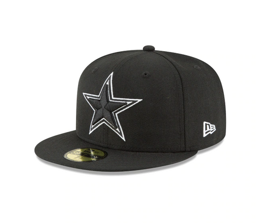 Dallas Cowboys NFL New Era Black and White 59FIFTY Fitted Hat