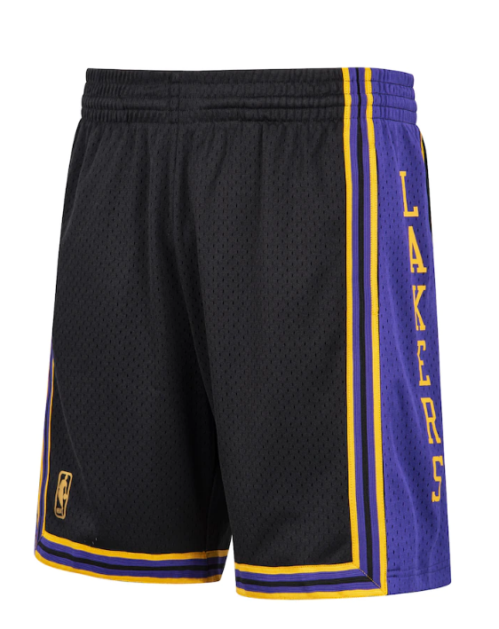 Men's Los Angeles Lakers Mitchell & Ness Black Hardwood Classic Reload Swingman Shorts