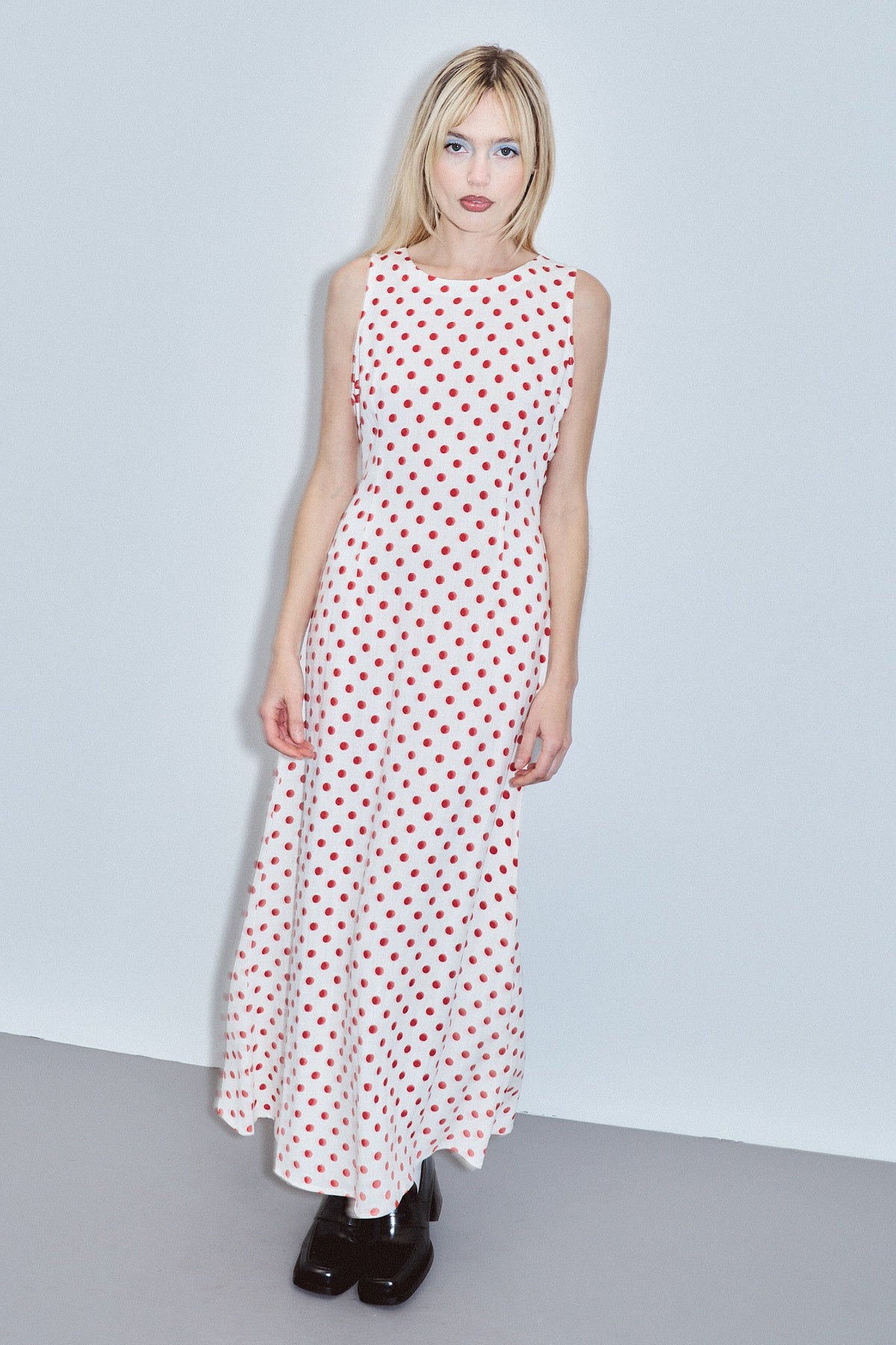 Good Woman Soft Linen Dress Red Polka Dot