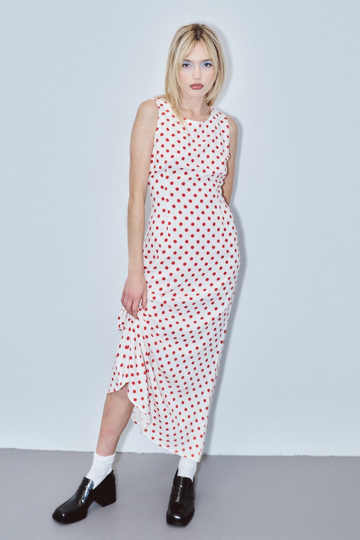 Good Woman Soft Linen Dress Red Polka Dot