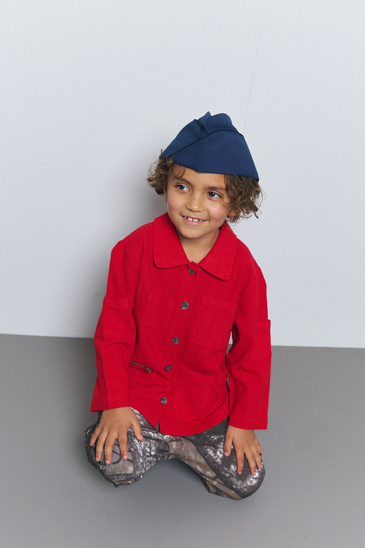 Kid's Adventure Thick Linen Jacket Red