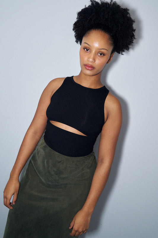 Underboob Tencel Rib Tank Black