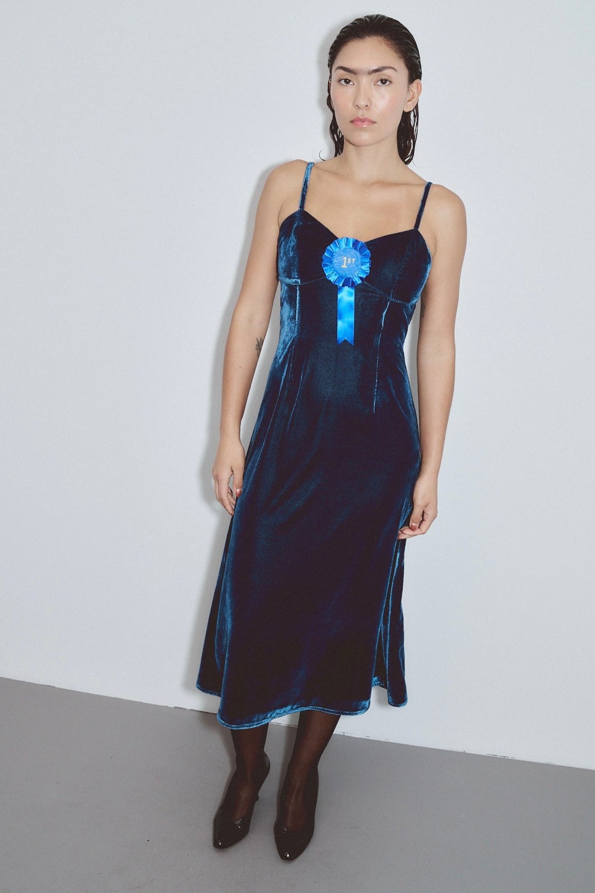1st Place Velvet Cami Dress Blue