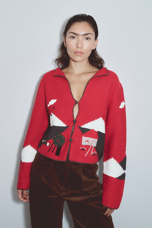 "THE ACCIDENT" Red Cardigan