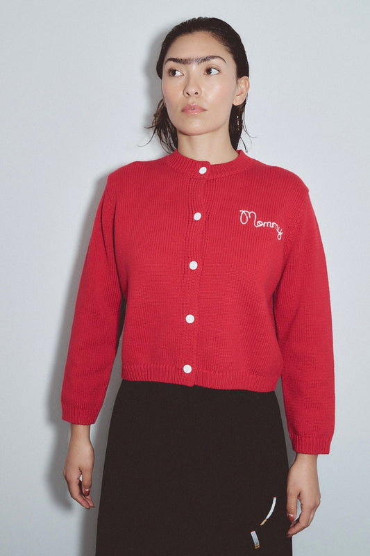 Mommy Cotton Cardigan Red