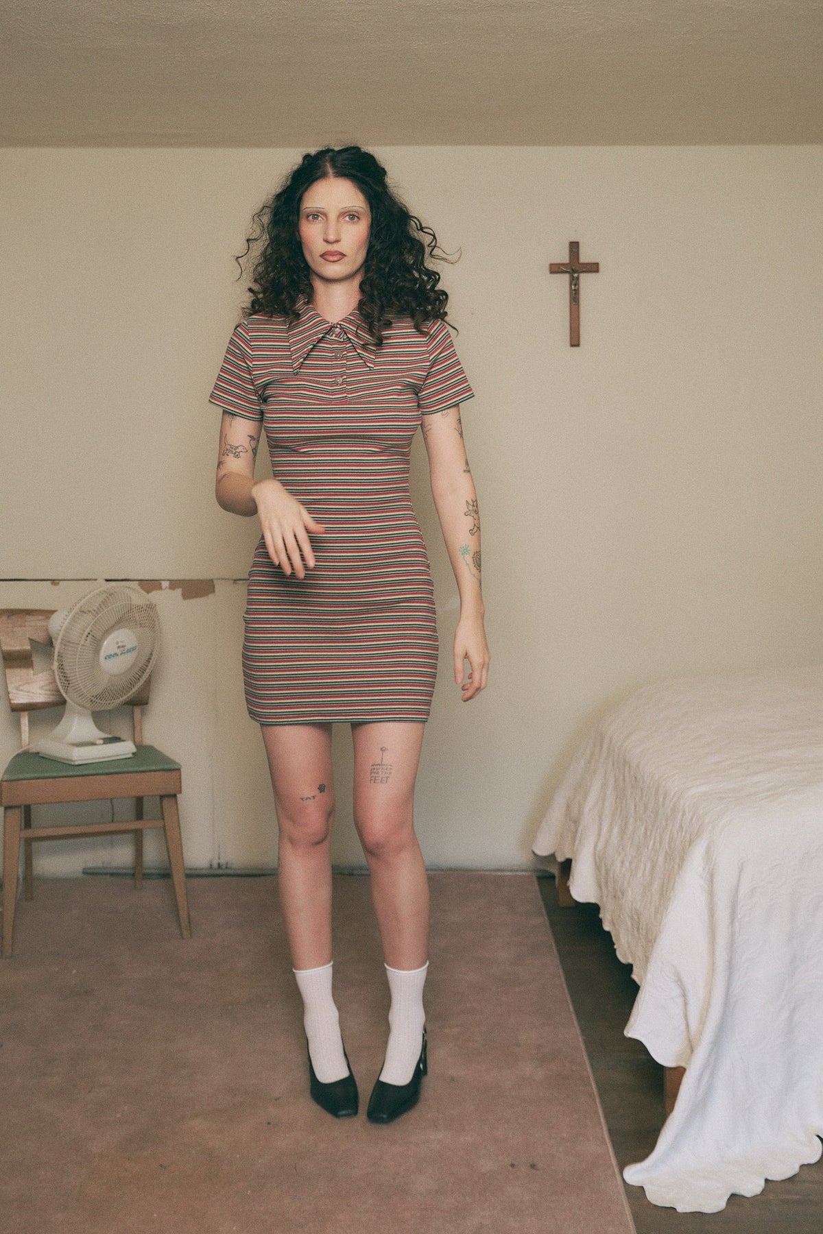 Monsanto Stripe Polo Cotton Mini Dress