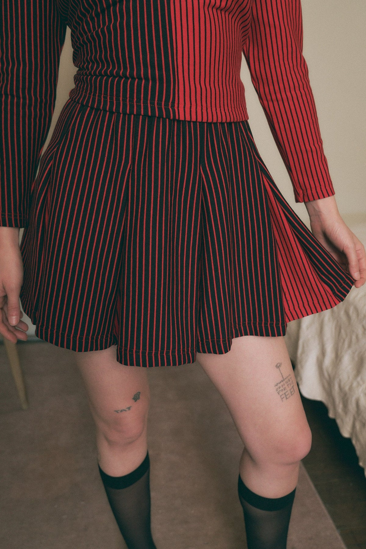 5 left - Blood Stripe Cheer Skirt