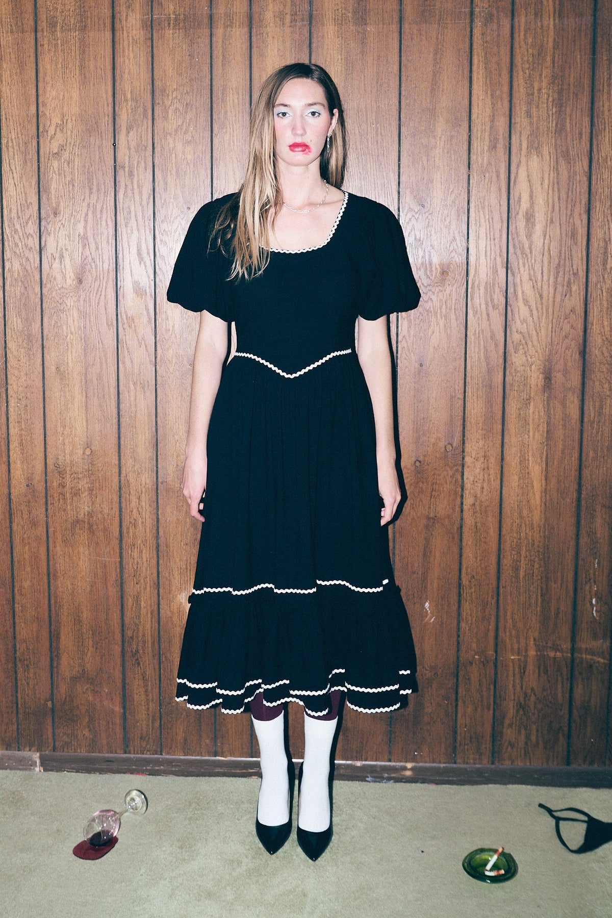 Ric Rac Folk Dress Soft Linen Black