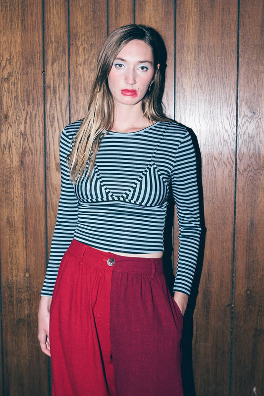 Long Sleeve Bikini Bod Blue Stripe
