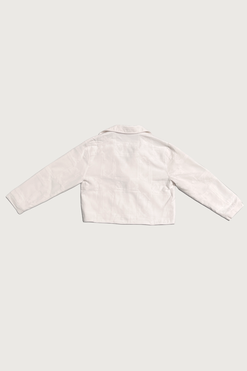 #1: XS Unisex Scrap Sawtooth Star Quilted Soft Linen Crop Coat - White