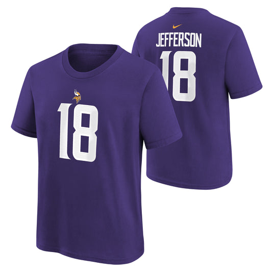 Youth Justin Jefferson Minnesota Vikings Nike Purple FUSE Name & Number T-Shirt