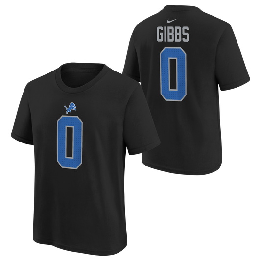 Youth Jahmyr Gibbs Detroit Lions Nike Black FUSE Name & Number T-Shirt