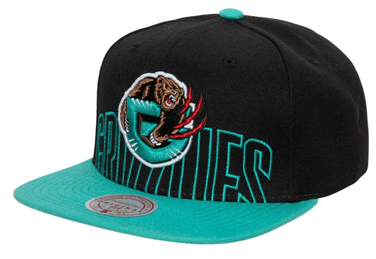 Men's Vancouver Grizzlies Mitchell & Ness 2 Tone Black and Teal Low Big Face Hardwood Classics Snapback Hat