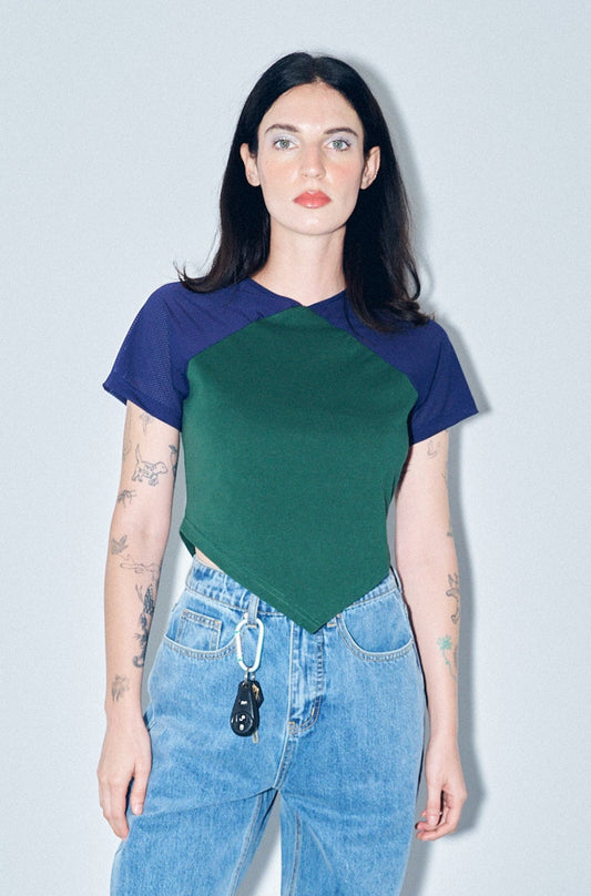 #10: L Scrap Raglan Tee - Favorite Frogs / Vegetable Medley