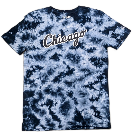 Men's Chicago White Sox New Era Gray and Black Tie-Dye Road Script T-Shirt