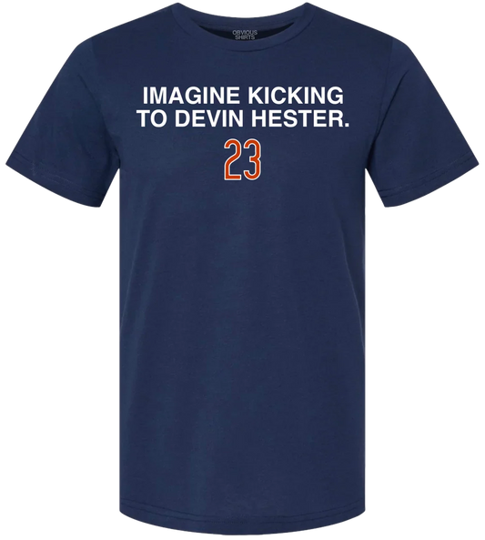 Men's Imagine Kicking To Devin Hester By Obvious Shirts Navy Tee