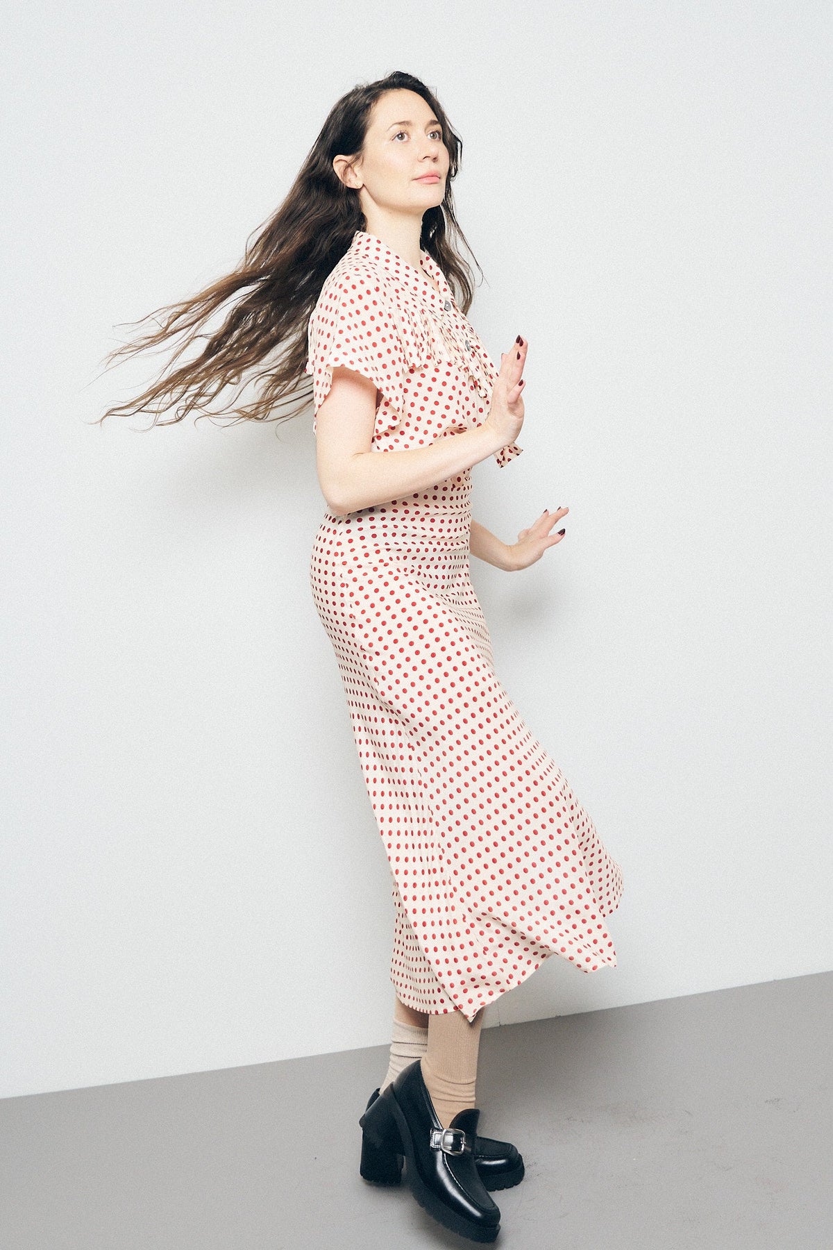 Silk Skirt Red Polka Dot