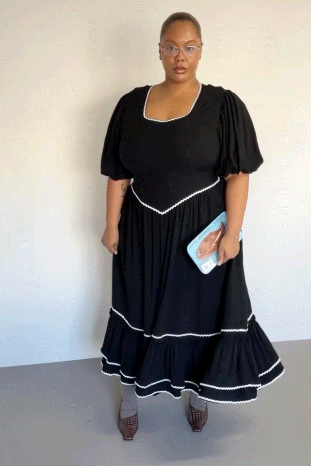 Ric Rac Folk Dress Soft Linen Black