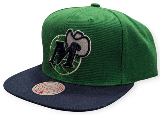 Men's Dallas Mavericks NBA Core Basic Green/Navy HWC Mitchell & Ness Snapback Hat