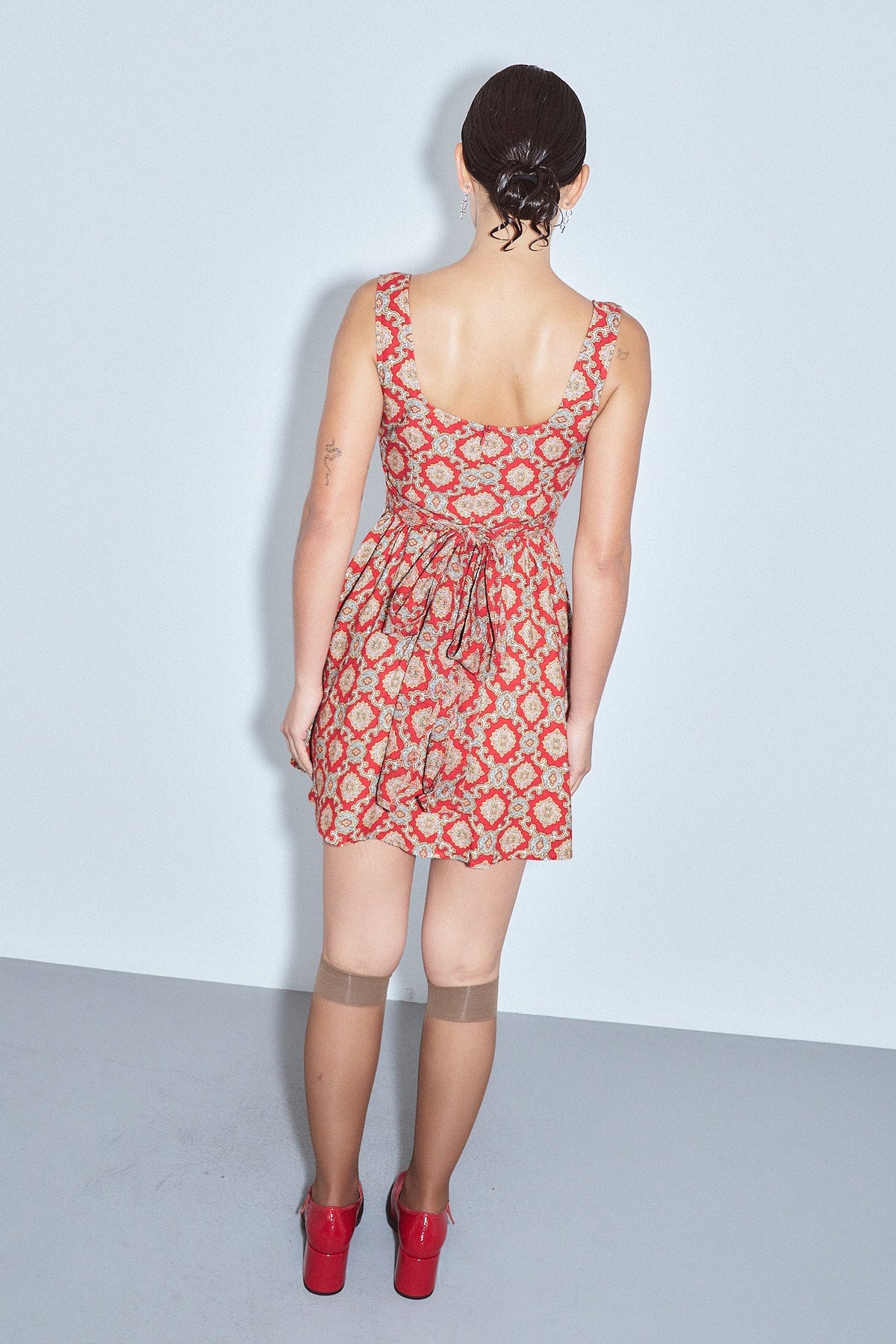 Trad Mistress Soft Linen Mini Dress Fancy Red Couch