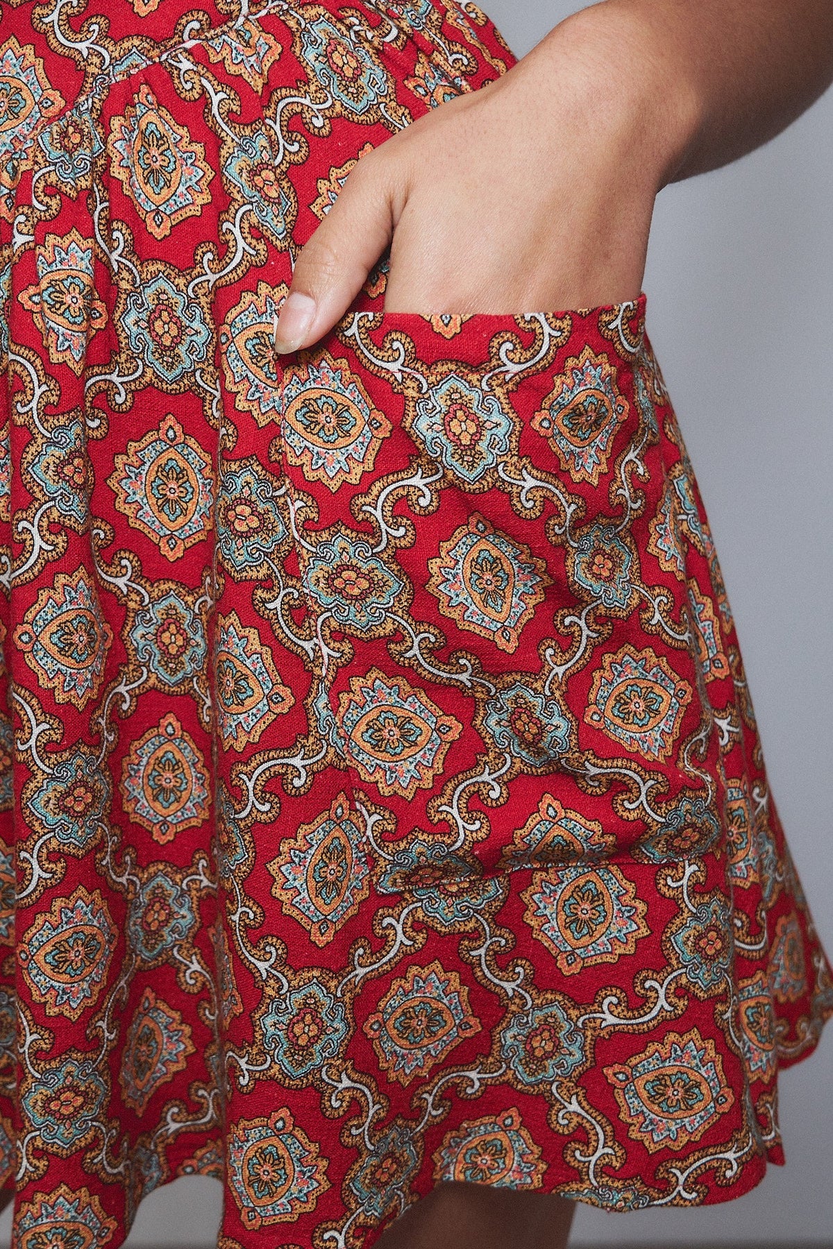 Trad Mistress Soft Linen Mini Dress Fancy Red Couch