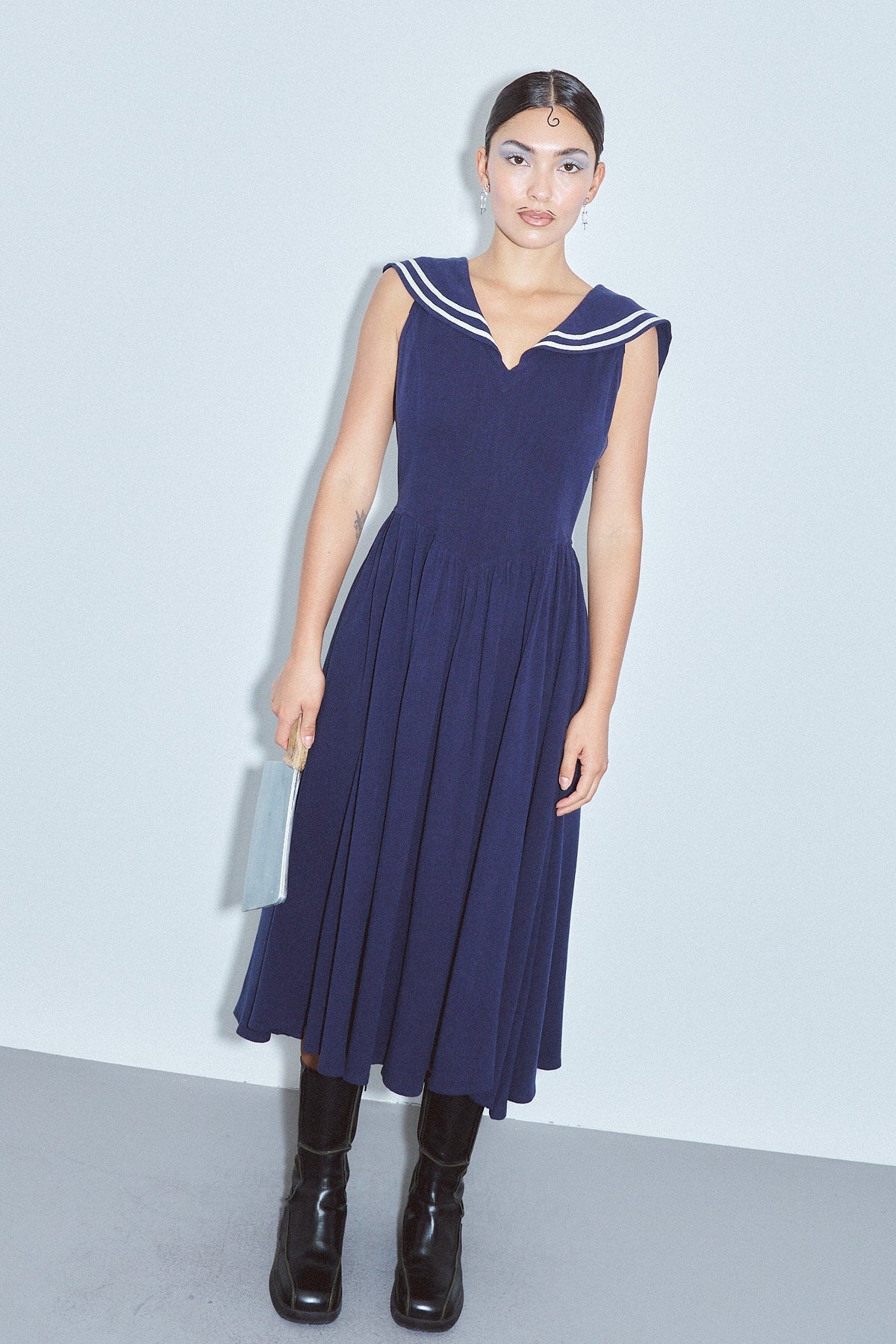 Maxi Sailor Dress Soft Linen Navy