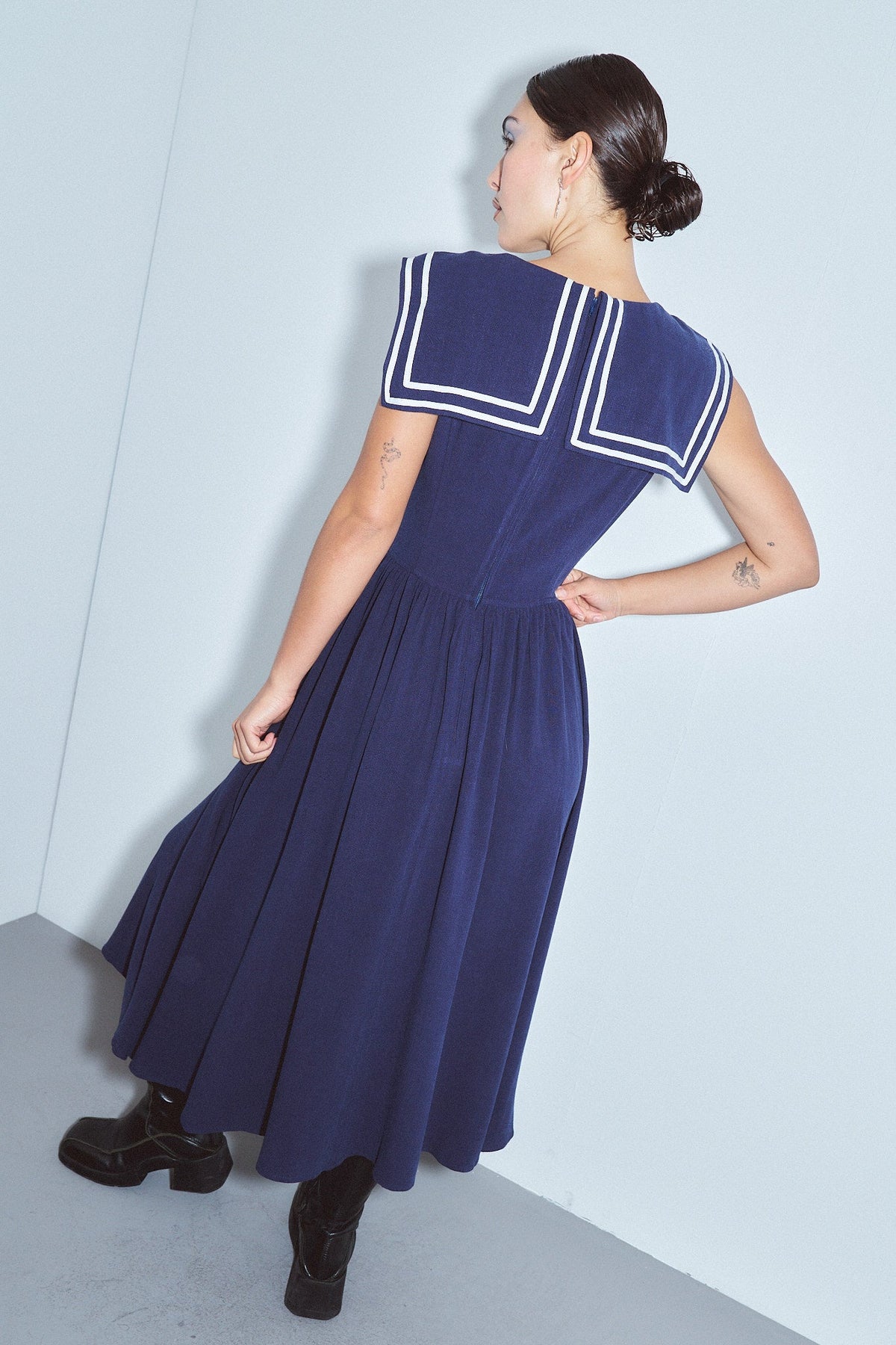 Maxi Sailor Dress Soft Linen Navy