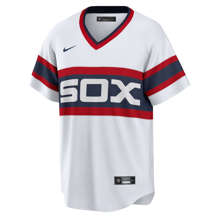 NIKE Men's Ozzie Guillen Chicago White Sox 1985 Home White Premium Lettering Replica Jersey