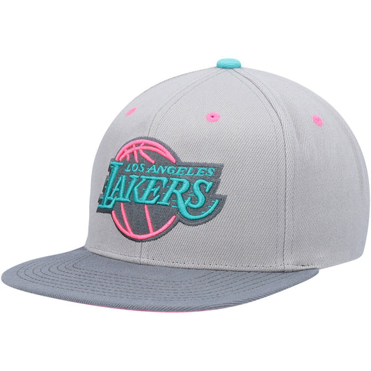 Men's Los Angeles Lakers Mitchell & Ness Gray Wolf Mags Snapback Hat