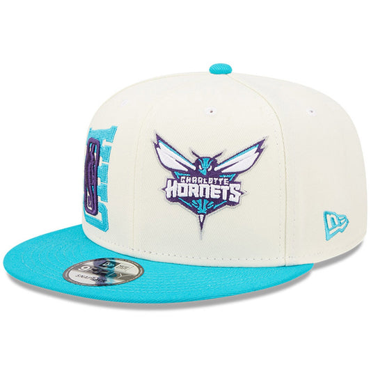 Charlotte Hornets New Era 2022 NBA Draft 9FIFTY Snapback Adjustable Hat - Cream/Teal