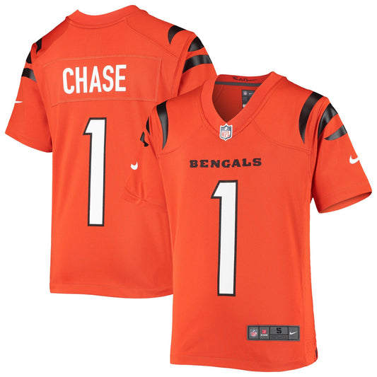 Youth  Ja'Marr Chase Cincinnati Bengals Nike Alternate Orange Game Jersey